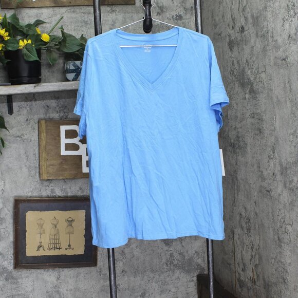 NWT Calvin Klein Womens Solid Basic T-Shirt PF4X2302 Azure Blue 3X - Picture 2 of 6